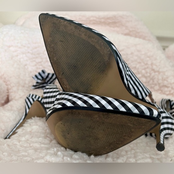 Betsey Johnson Gingham Black and White Heels with Slingback & Decorative Bow 7.5 - Picture 11 of 12
